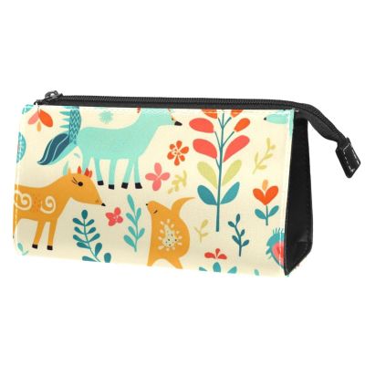 VTGHDEEQ Makeup Bag Organizer,Cosmetic Bags for Women,Animal Unicorn Fox Peacock,Small Makeup Pouch
