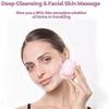 Smart Facial Cleansing Brush, Waterproof, Sonic Vibrating Face Brush for Deep Cleansing, Electric Face Cleansing, USB Rechargeable,Gentle Exfoliating and Massaging soft and comfortable (Color : Pink view 2