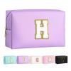 Letoileite Personalized Preppy Patch Makeup Bag Waterproof PU Leather Travel Toiletry Bag with ZipperCosmetic Bag Women Friend Birthday Christmas Gifts view 1