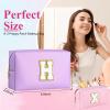 Letoileite Personalized Preppy Patch Makeup Bag Waterproof PU Leather Travel Toiletry Bag with ZipperCosmetic Bag Women Friend Birthday Christmas Gifts view 3