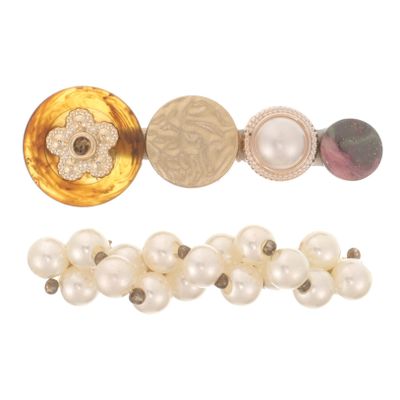 Outanaya 2pcs Pearl Inlaid Hair Pin Retro Style Hair Clip for Lady Random Style