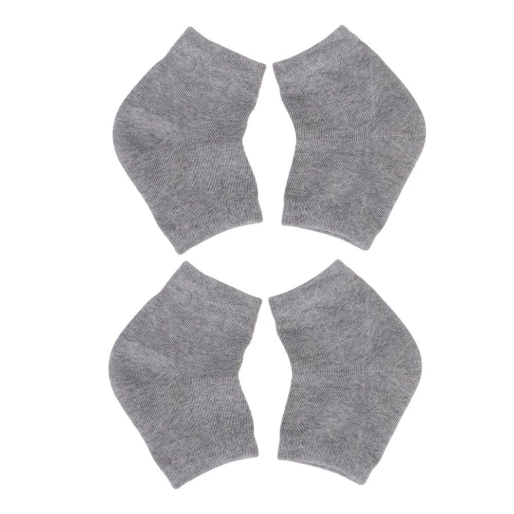 Healeved 2pairs Anti-Crack Gel Heel Socks for Moisturizing Exfoliating Breathable Ankle Protectors for Men Women Grey