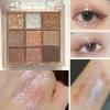 9 Colors Glitter Shimmer Eyeshadow Makeup Palette, Korean Sparkle Neutral Eye Shadow Palettes Highly Pigmented Long Lasting Waterproof Blendable sombras para ojos Pink White Golden Brown Eye Glitter view 2