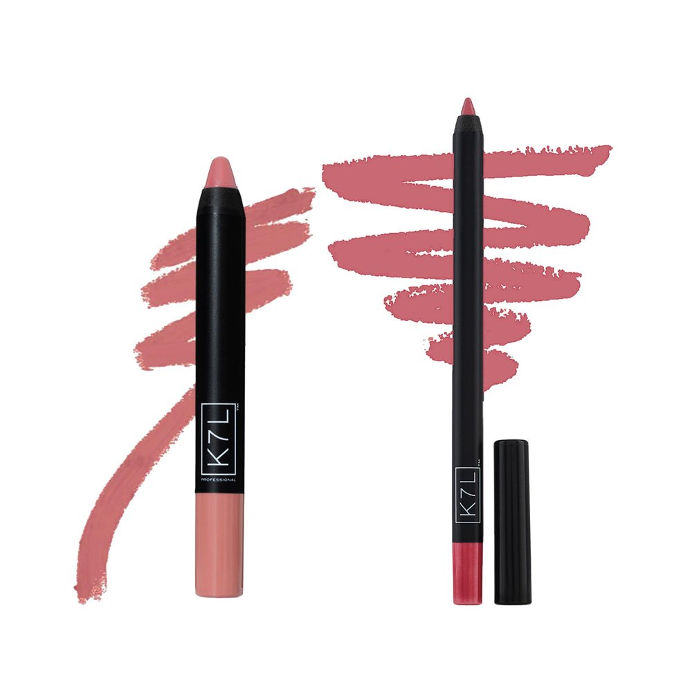 K7L Nude Pink Matte Lipstick and Pink Lip Liner - Waterproof and Smudgeproof