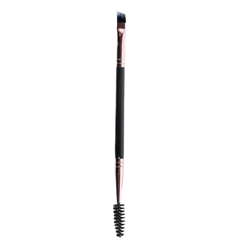Molly Skin Dual-Ended Eye Brow Brush, Filling & Shaping Angled Brow Brush With Spoolie, Makeup Grooming Tool, Black