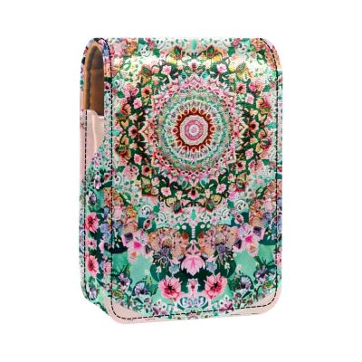 YTYVAGT Lipstick Case,Portable Makeup Bag Cosmetic Pouch,Lipstick Holder Makeup Organizer,Vintage Rainbow Floral Mandala