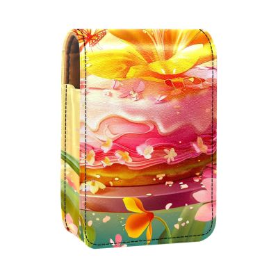 YTYVAGT Lipstick Case,Portable Makeup Bag Cosmetic Pouch,Lipstick Holder Makeup Organizer,Easter Spring Butterfly Cake