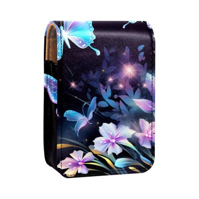 YTYVAGT Travel Lipstick Organizer Case,Lipstick Case Portable Makeup Bag With Mirror,Butterfly Fantasy Plant