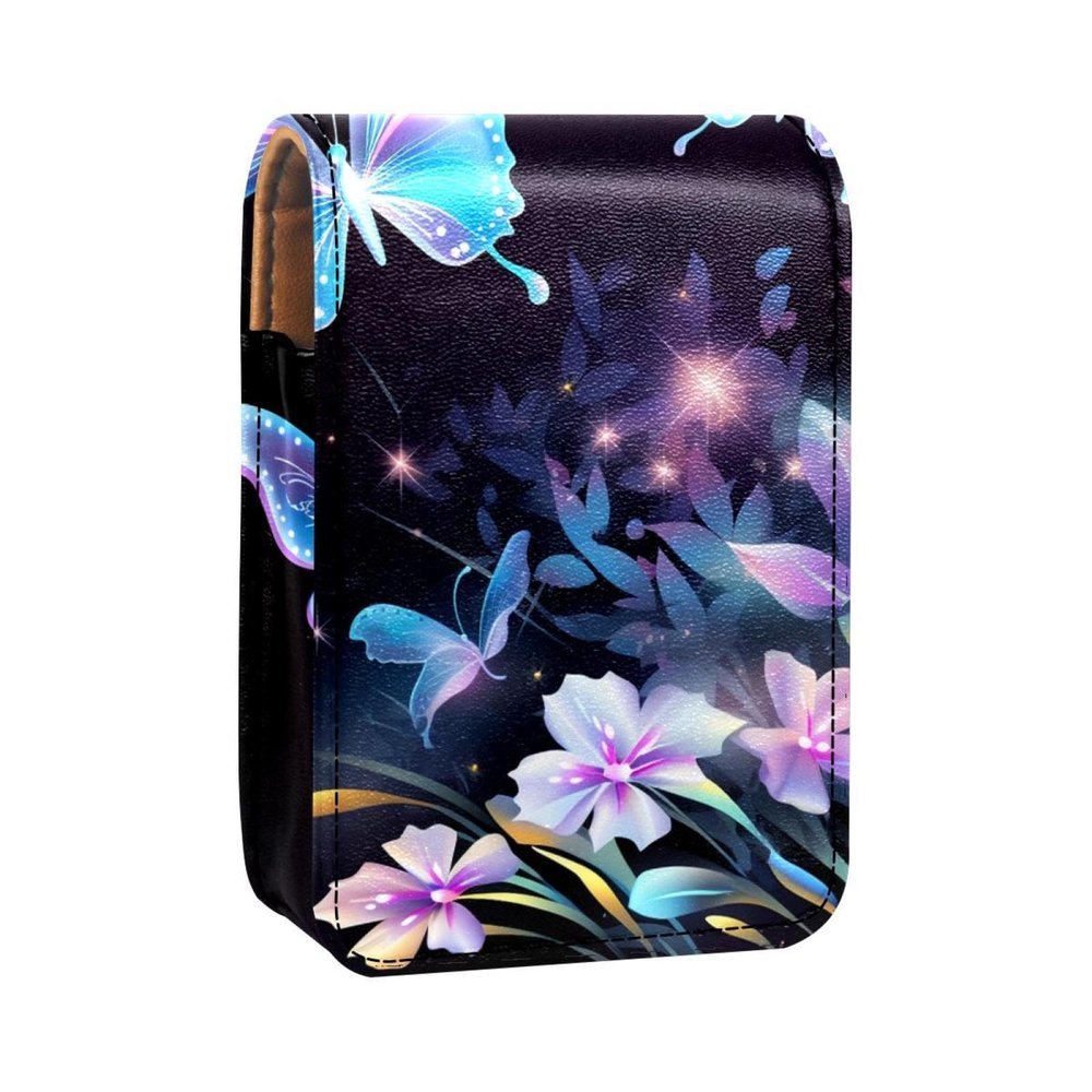 YTYVAGT Travel Lipstick Organizer Case,Lipstick Case Portable Makeup Bag With Mirror,Butterfly Fantasy Plant