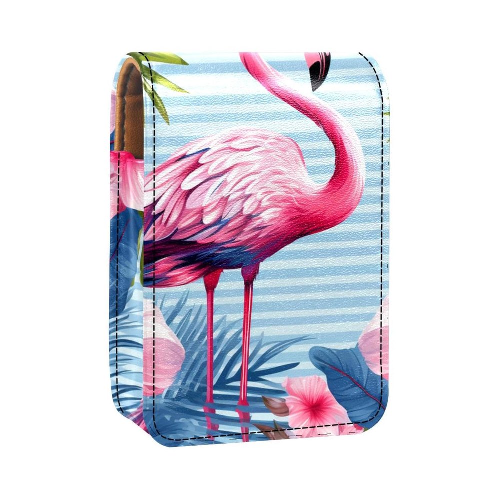 YTYVAGT Lipstick Case,Portable Makeup Bag Cosmetic Pouch,Lipstick Holder Makeup Organizer,Floral Tropical Pink Flamingos