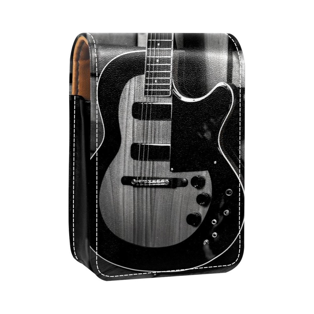 YTYVAGT Lipstick Case,Portable Makeup Bag Cosmetic Pouch,Lipstick Holder Makeup Organizer,Black and White Guitar