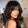 Short Wavy Bob Bangs Wig 1B 30 Color Shoulder Length Natural Wave 13X4 HD Transparent Lace Human Hair Wig With Bangs Remy Brazilian Highlight Short Bob Loose Wave Wigs for Black Women 150 Density view 2