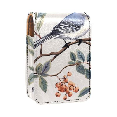 YTYVAGT Travel Lipstick Organizer Case,Lipstick Case Portable Makeup Bag With Mirror,Bird and Flower Tree