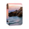 YTYVAGT Lipstick Case,Leather Lip Gloss Lipstick Organizer with Mirror,Mini Lipstick Holder Bag,White Lighthouse Pink Sky view 1