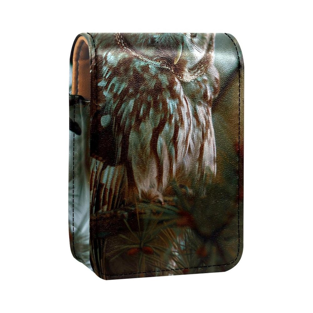YTYVAGT Travel Lipstick Organizer Case,Lipstick Case Portable Makeup Bag With Mirror,Forest Tree Owl