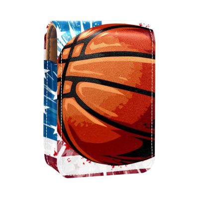YTYVAGT Lipstick Case,Portable Makeup Bag Cosmetic Pouch,Lipstick Holder Makeup Organizer,Basketball Usa Flag Pattern