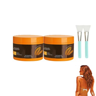 OUHOE Intensive Tanning Gel, Luxury Intensive Tanning Gel, Brown Intensive Tanning Gel 150g,Accelerator Cream Brown Tanning Gel, Natural Tanning Accelerator Cream Gel,Achieve a Natural Tan Skin (2PCS)