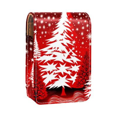 YTYVAGT Lipstick Case,Leather Lip Gloss Lipstick Organizer with Mirror,Mini Lipstick Holder Bag,Christmas Theme