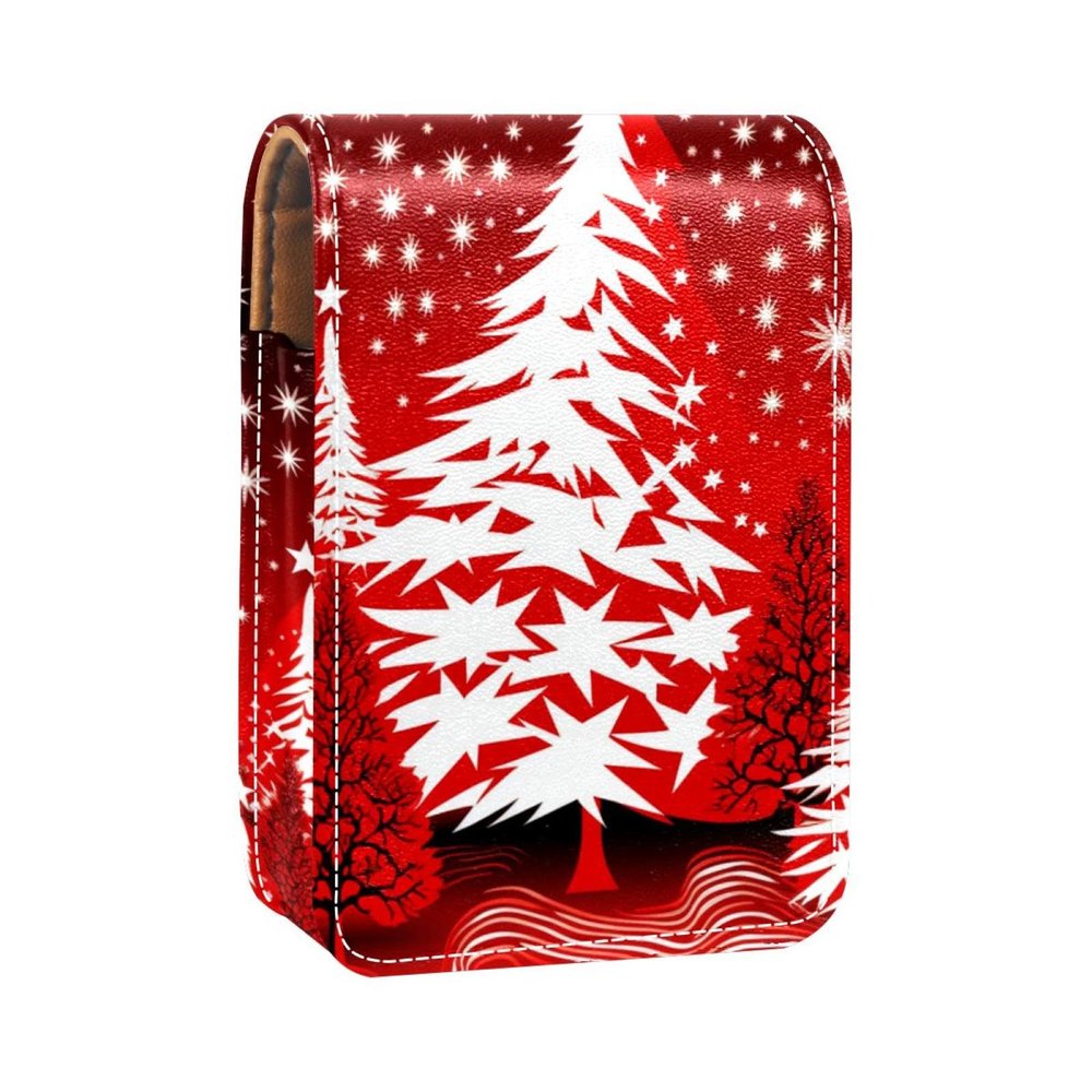 YTYVAGT Lipstick Case,Leather Lip Gloss Lipstick Organizer with Mirror,Mini Lipstick Holder Bag,Christmas Theme