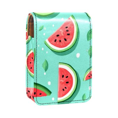 YTYVAGT Lipstick Case,Leather Lip Gloss Lipstick Organizer with Mirror,Mini Lipstick Holder Bag,Watermelon Fruit Polka Dots