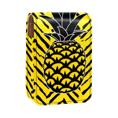 YTYVAGT Lipstick Case,Portable Makeup Bag Cosmetic Pouch,Lipstick Holder Makeup Organizer,Fruit Yellow Striped Pineapple