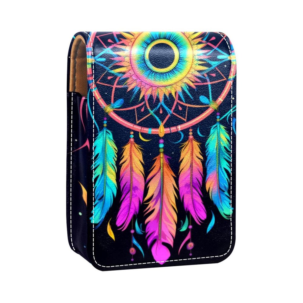 YTYVAGT Lipstick Case,Portable Makeup Bag Cosmetic Pouch,Lipstick Holder Makeup Organizer,Art Dreamcatcher Feather Pattern