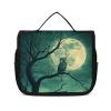 QUOPLMAM Owl Tree Green Portable Toiletry Bags,Travel Makeup Bags,Travel Cosmetic Bags,with Handle,Large Capacity view 1