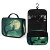 QUOPLMAM Owl Tree Green Portable Toiletry Bags,Travel Makeup Bags,Travel Cosmetic Bags,with Handle,Large Capacity view 2