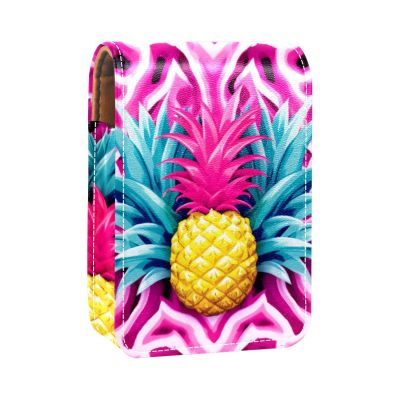 YTYVAGT Makeup Organizer,Makeup Lipstick Case for Outside Mini Bag Travel Cosmetic Pouch,Abstract Pink Pineapple Geometric