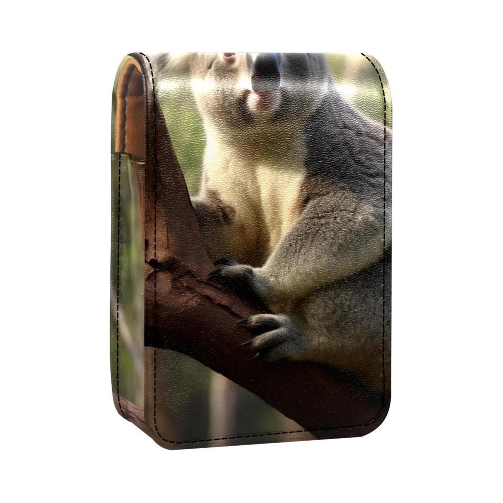 YTYVAGT Lipstick Case,Leather Lip Gloss Lipstick Organizer with Mirror,Mini Lipstick Holder Bag,Australia Koala Bear Lazy Animal