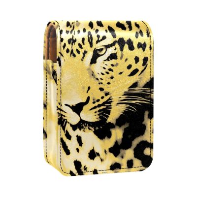 YTYVAGT Lipstick Case,Leather Lip Gloss Lipstick Organizer with Mirror,Mini Lipstick Holder Bag,Abstract Leopard Print