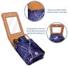 YTYVAGT Lipstick Case,Leather Lip Gloss Lipstick Organizer with Mirror,Mini Lipstick Holder Bag,Blue Marble Black Texture view 4