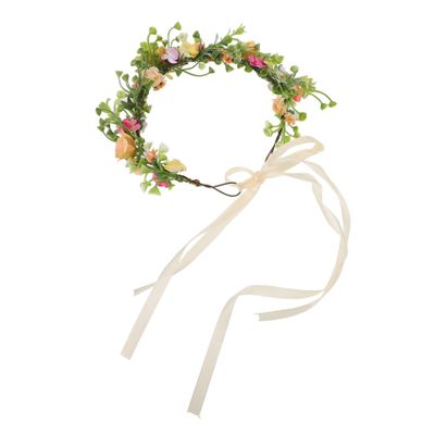 FOYTOKI Elegant Floral Crown Headband for Brides Stunning Wedding Hair Wreath Realistic Flowers Comfortable Cloth Design Bridal Headpiece for Wedding Day Decor