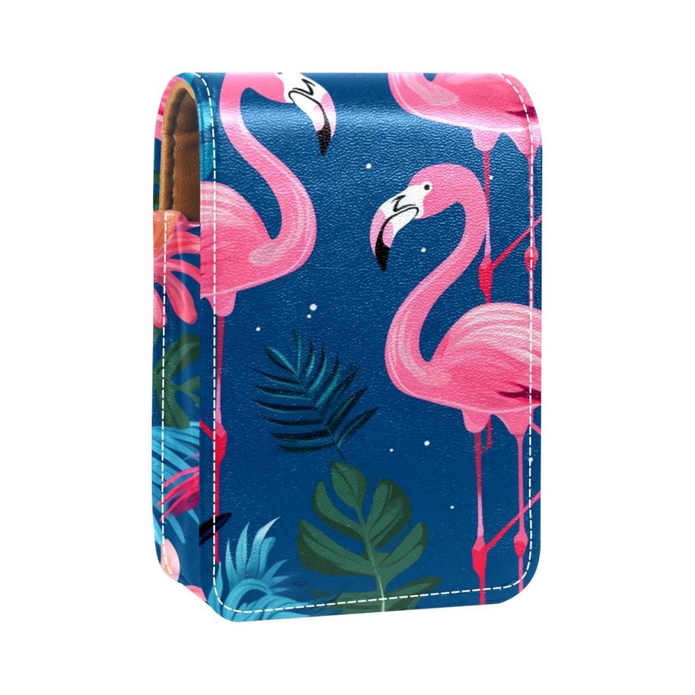 YTYVAGT Lipstick Case,Portable Makeup Bag Cosmetic Pouch,Lipstick Holder Makeup Organizer,Flamingo Tropical Palm Leaf