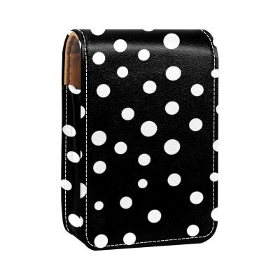 YTYVAGT Lipstick Case,Portable Makeup Bag Cosmetic Pouch,Lipstick Holder Makeup Organizer,Black White Dots