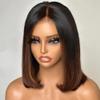 oulaer Ombre Brown Straight Bob Wig Lace Front Human Hair Wigs for Women 1B30 Color Short Bob Pixie Cut Brazilian Hair 13x6 HD Transparent Lace Wig with Baby Hair Bleached Knots 150% Density 16inch view 3