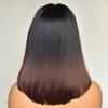 oulaer Ombre Brown Straight Bob Wig Lace Front Human Hair Wigs for Women 1B30 Color Short Bob Pixie Cut Brazilian Hair 13x6 HD Transparent Lace Wig with Baby Hair Bleached Knots 150% Density 16inch view 4