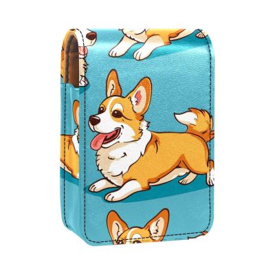 YTYVAGT Travel Lipstick Organizer Case,Lipstick Case Portable Makeup Bag With Mirror,Cartoon Animal Dog