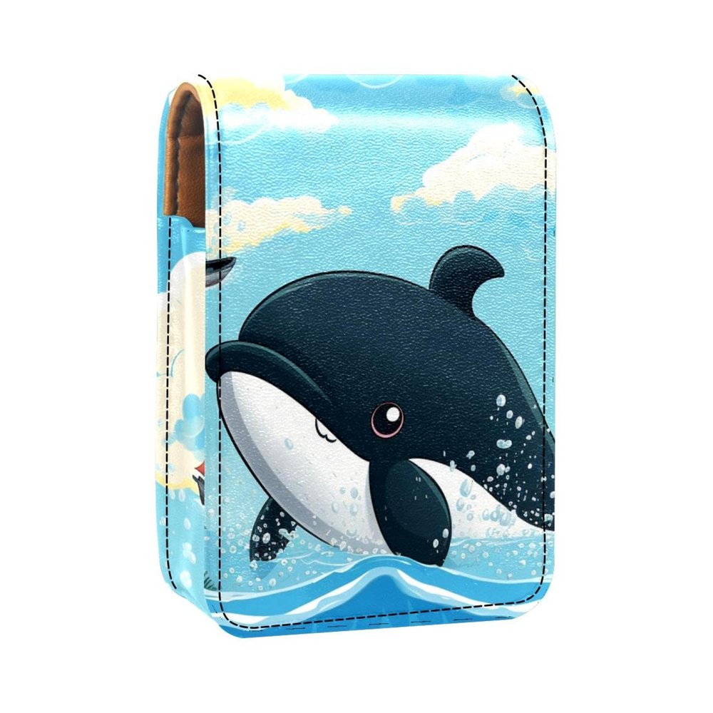 YTYVAGT Makeup Organizer,Makeup Lipstick Case for Outside Mini Bag Travel Cosmetic Pouch,Cartoon Whale Swimming