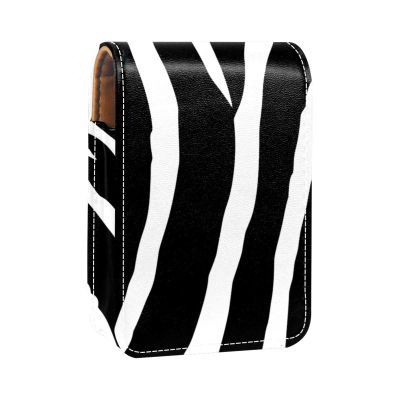 YTYVAGT Lipstick Case,Leather Lip Gloss Lipstick Organizer with Mirror,Mini Lipstick Holder Bag,Zebra Stripes