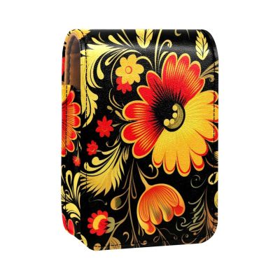 YTYVAGT Lipstick Case,Portable Makeup Bag Cosmetic Pouch,Lipstick Holder Makeup Organizer,Ethnic Flower with Dark Blackground