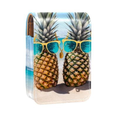 YTYVAGT Lipstick Case,Portable Makeup Bag Cosmetic Pouch,Lipstick Holder Makeup Organizer,Beach Sunglasses Pineapple