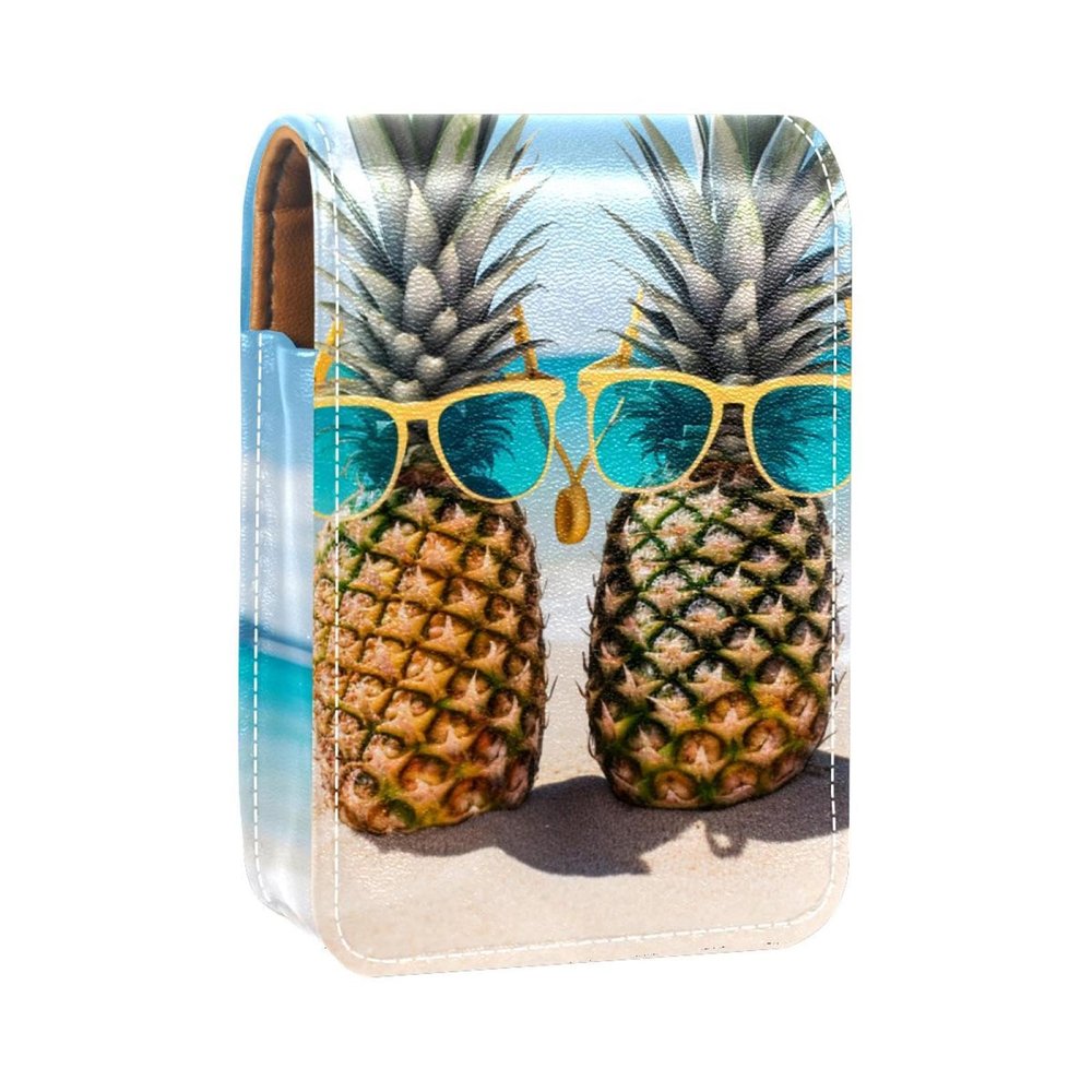 YTYVAGT Lipstick Case,Portable Makeup Bag Cosmetic Pouch,Lipstick Holder Makeup Organizer,Beach Sunglasses Pineapple