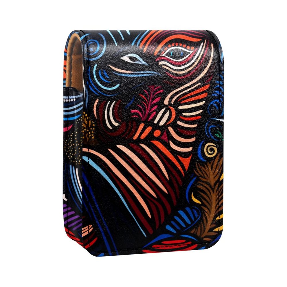YTYVAGT Lipstick Case,Leather Lip Gloss Lipstick Organizer with Mirror,Mini Lipstick Holder Bag,Artist Print Graffiti
