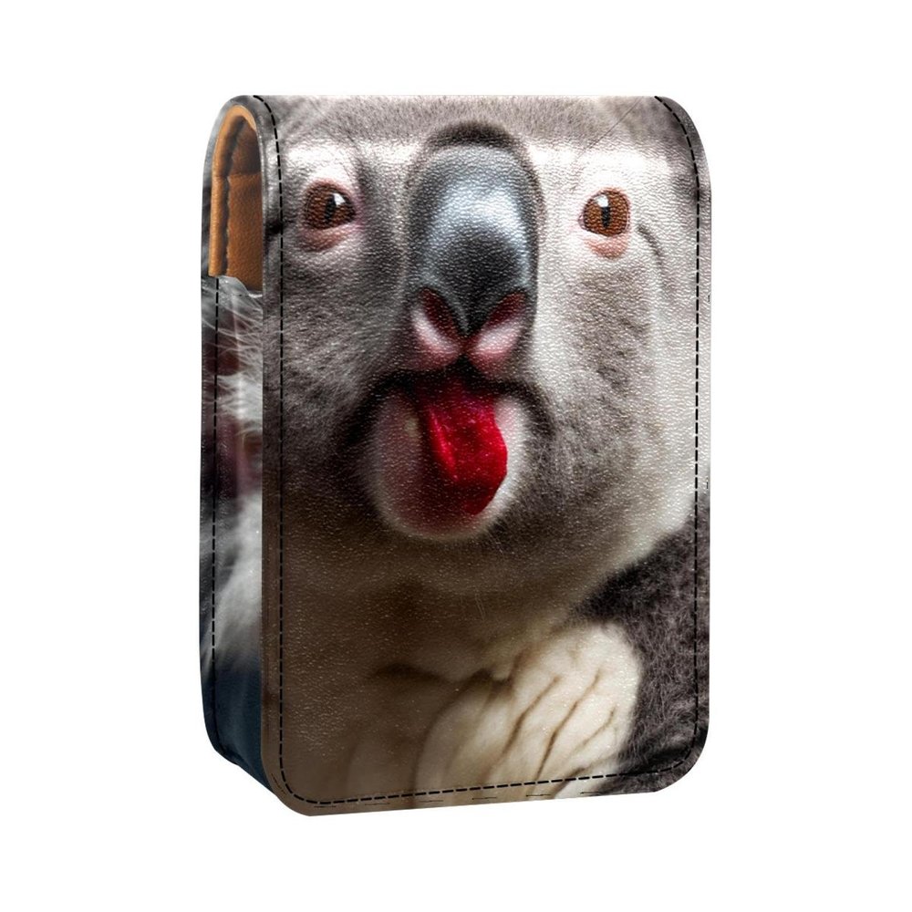 YTYVAGT Lipstick Case,Leather Lip Gloss Lipstick Organizer with Mirror,Mini Lipstick Holder Bag,Australian Animal Koala