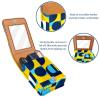 YTYVAGT Lipstick Case,Leather Lip Gloss Lipstick Organizer with Mirror,Mini Lipstick Holder Bag,Blue White Yellow Pattern view 4