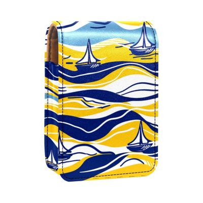 YTYVAGT Lipstick Case,Portable Makeup Bag Cosmetic Pouch,Lipstick Holder Makeup Organizer,Sea Waves Painted Ships
