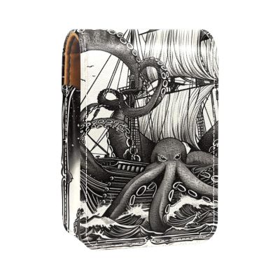 YTYVAGT Lipstick Case,Portable Makeup Bag Cosmetic Pouch,Lipstick Holder Makeup Organizer,Devilfish Pirate Sailboat