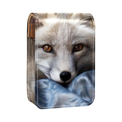 YTYVAGT Travel Lipstick Organizer Case,Lipstick Case Portable Makeup Bag With Mirror,Animal Portrait Red Fox