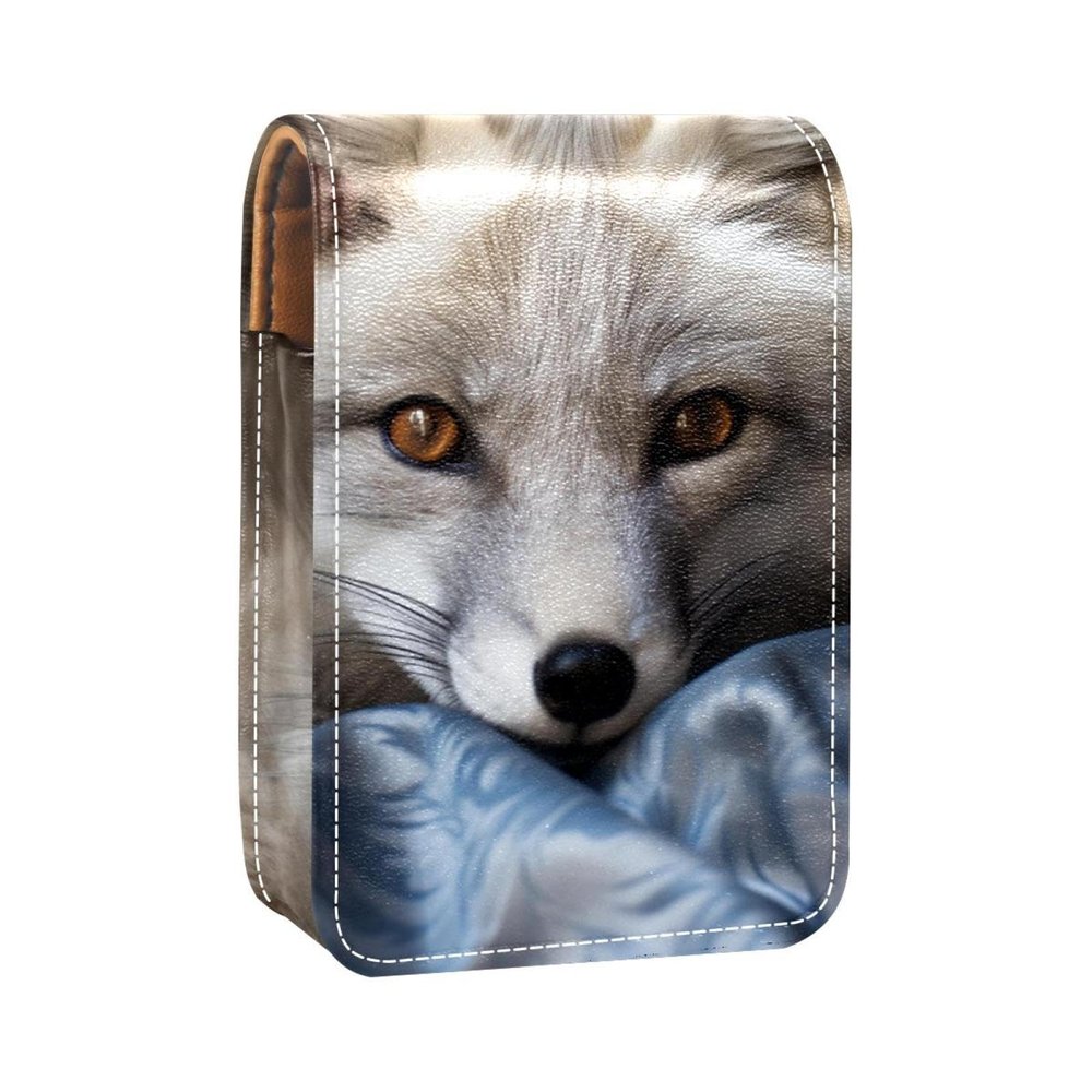 YTYVAGT Travel Lipstick Organizer Case,Lipstick Case Portable Makeup Bag With Mirror,Animal Portrait Red Fox